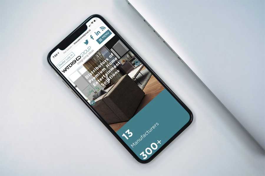 Mobile web design mock-up of The Watershed Group web site.
