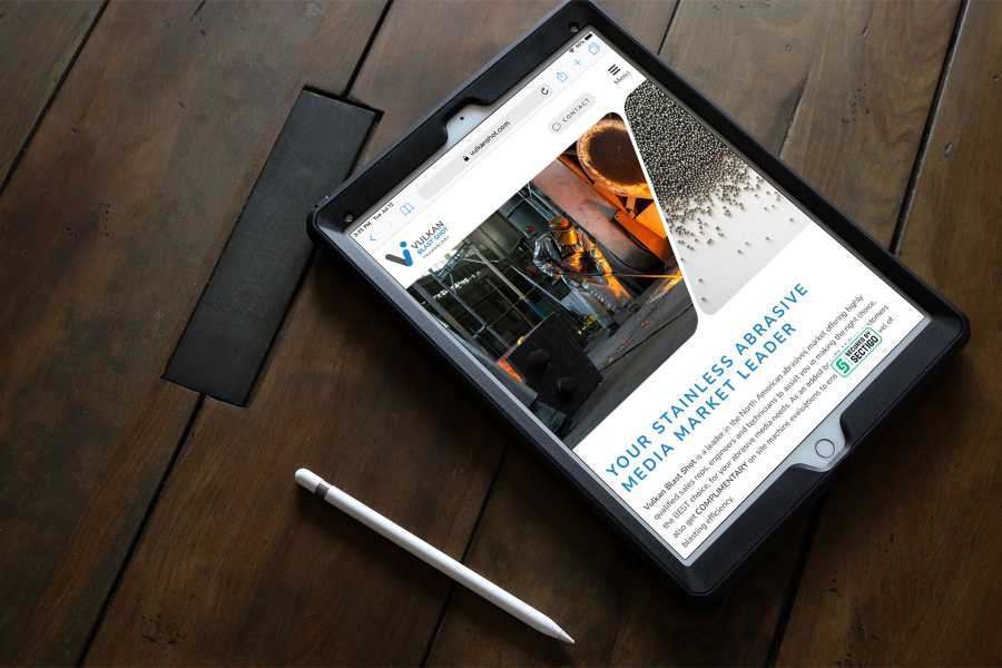 Vulkan Blast Shot home page displayed on an iPad.