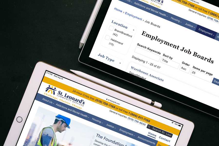 Mock-up of new St. Leonard's website on iPad.